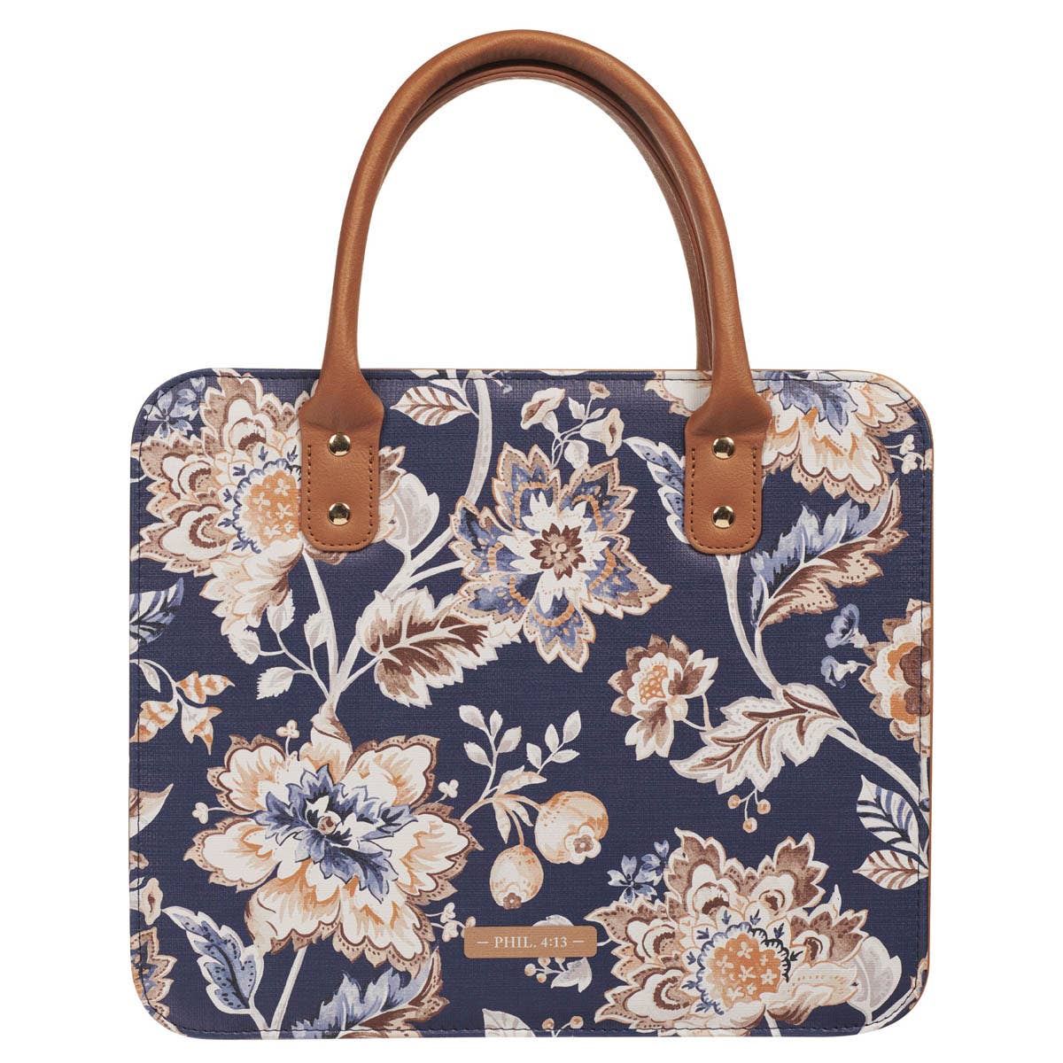 Bible Cover Fashion Navy/Brown All Things Phil. 4:13