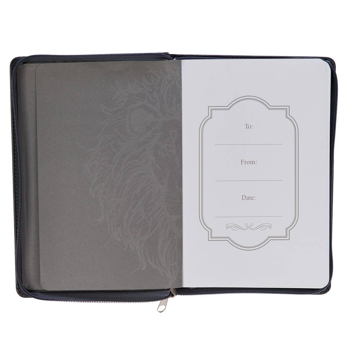 Journal Classic Zip Gray Be Strong Joshua 1:9