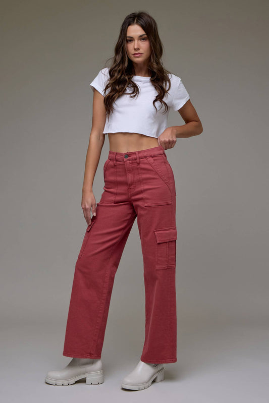 Marsala Wash Cargo Stretch Dad Jean