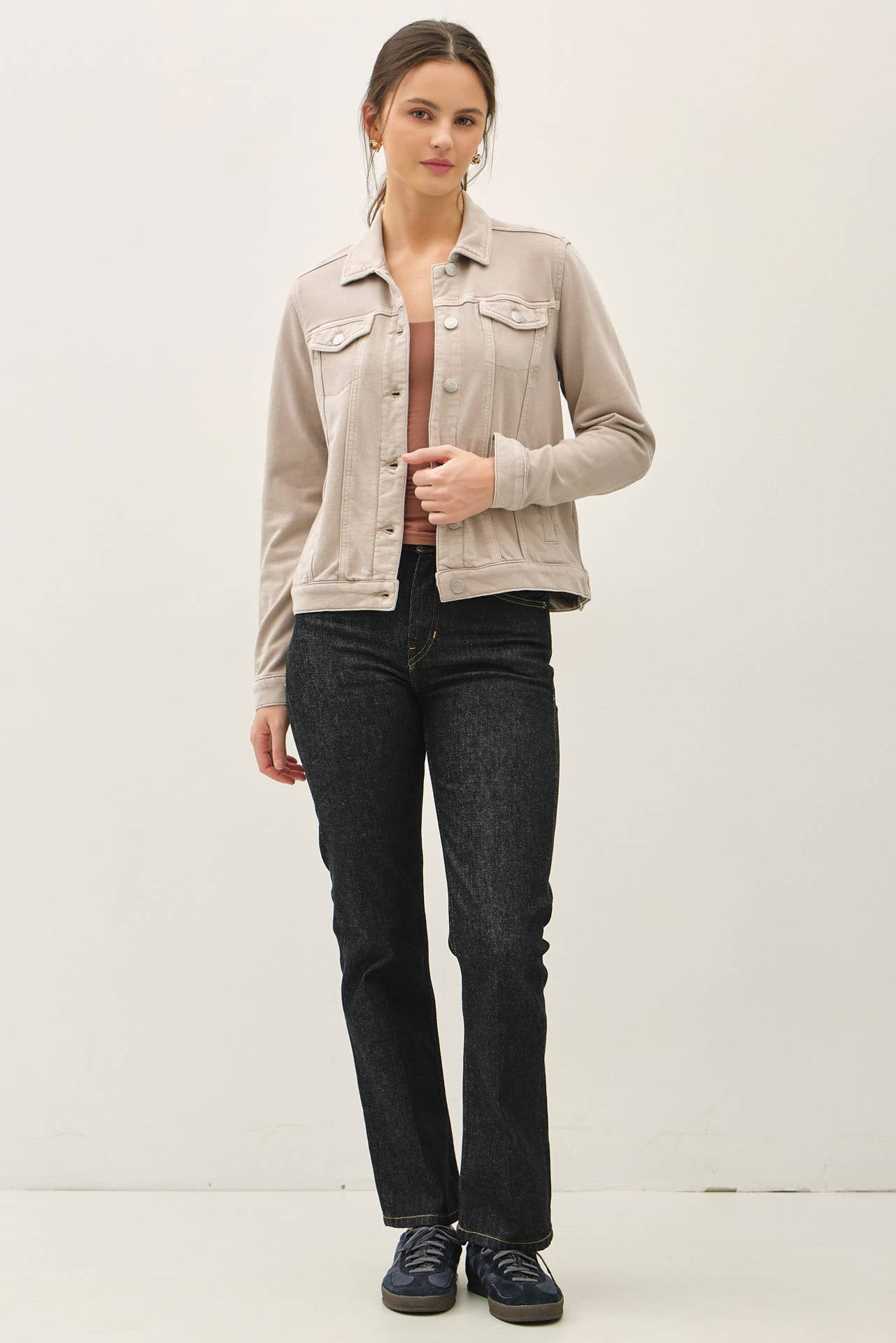 GARMENT-DYE COTTON FLEECE TRUCKER JACKET