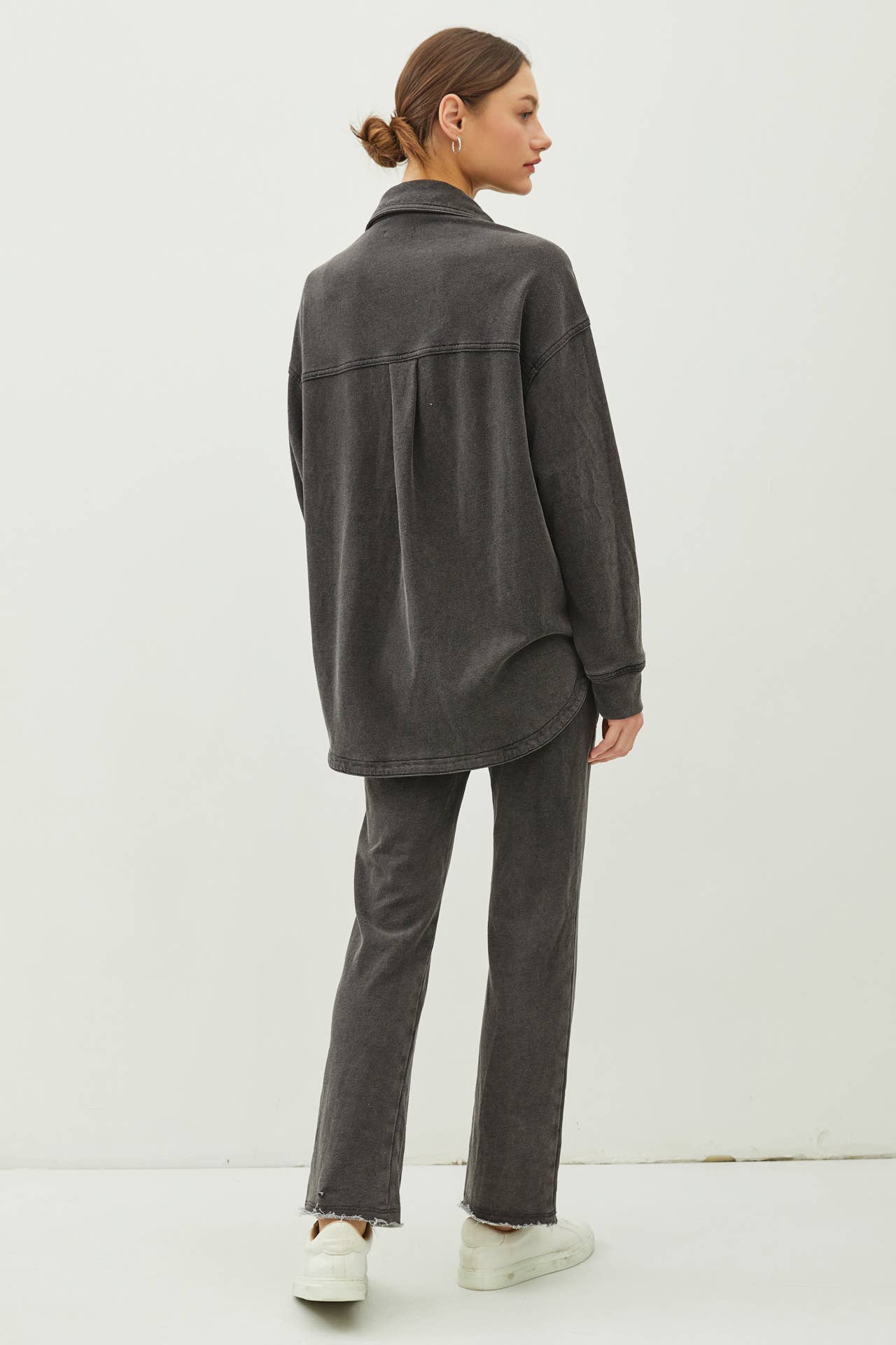 GARMENT-DYE COTTON FLEECE OVERSIZED SHACKET