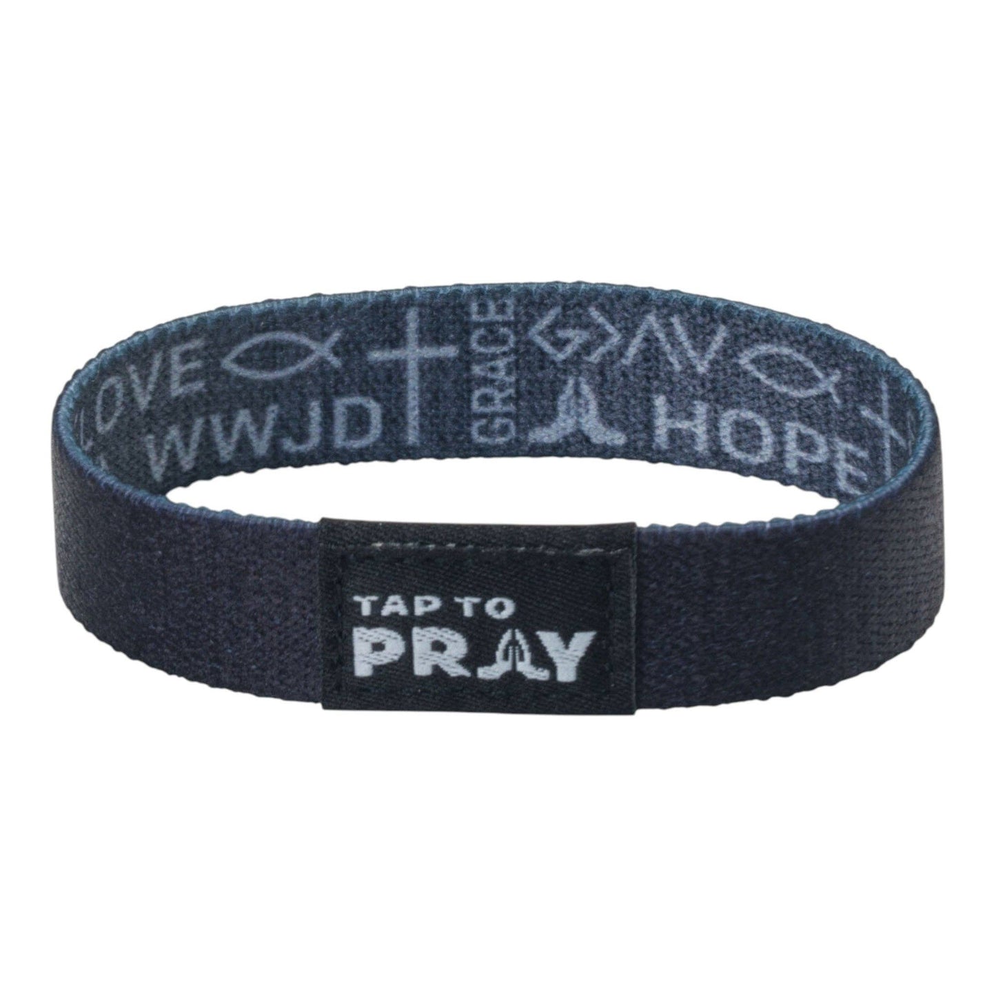 Tap To Pray® Wristband – Symbols of Faith - Grey