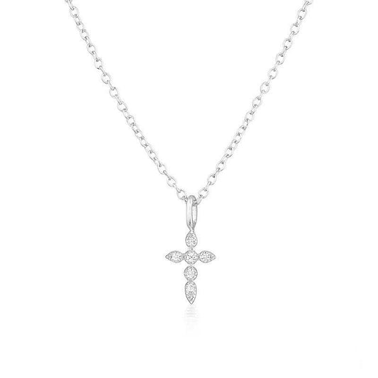 Dainty Cross Charm Pendant Necklace in 925 Sterling Silver