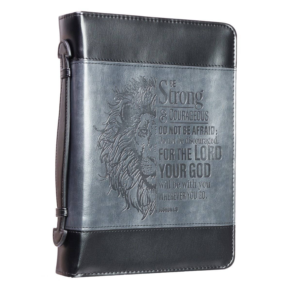 Bible Cover Classic Black/Gray Be Strong Josh. 1:9