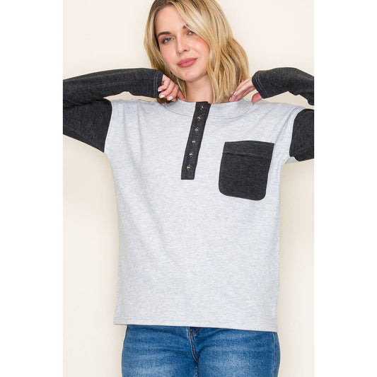 Colorblock Henley Top
