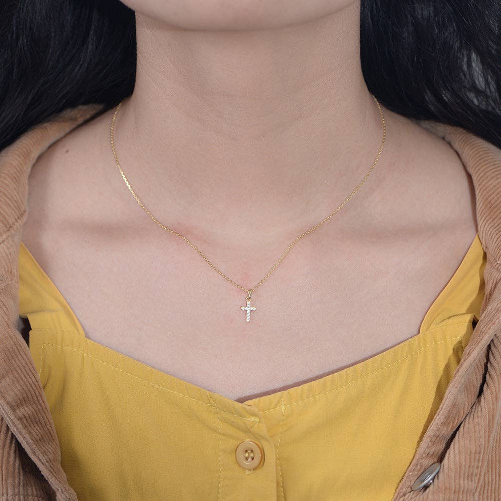 Dainty Cross Charm Pendant Necklace in 925 Sterling Silver