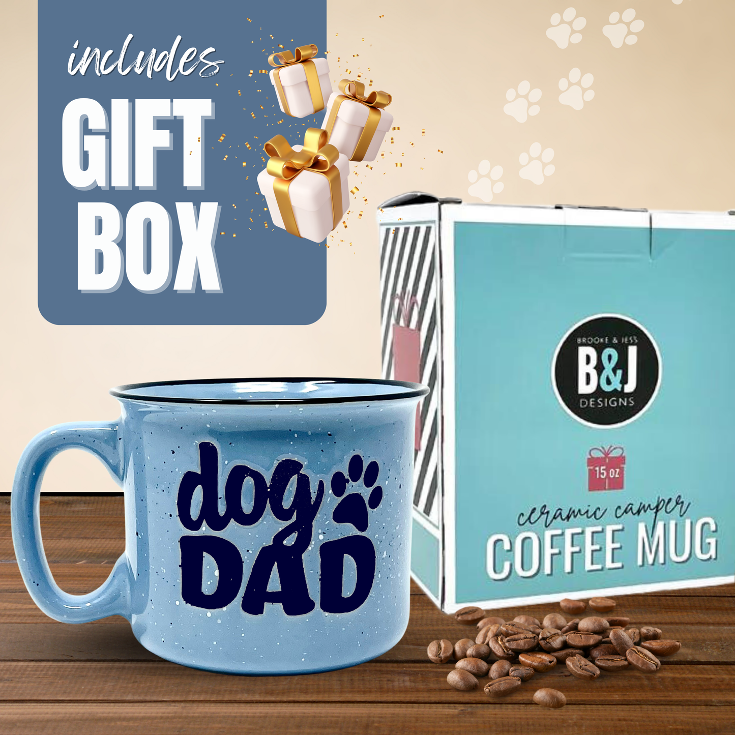 Dog Lover 15 oz Ceramic Camper Style Coffee Mugs